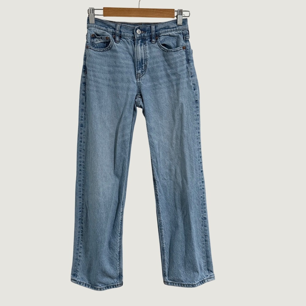 American Eagle Stovepipe Jeans Womens 000 Short Light Blue Strigid High Rise Y2K